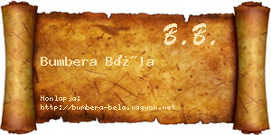 Bumbera Béla névjegykártya